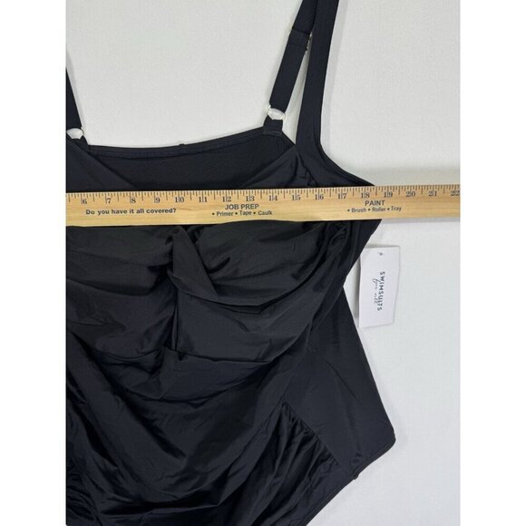 NWT Swimsuits for All One Piece Swimsuit Womens 26 Black V-Neck Shelf Bra Lined - Picture 12 of 13